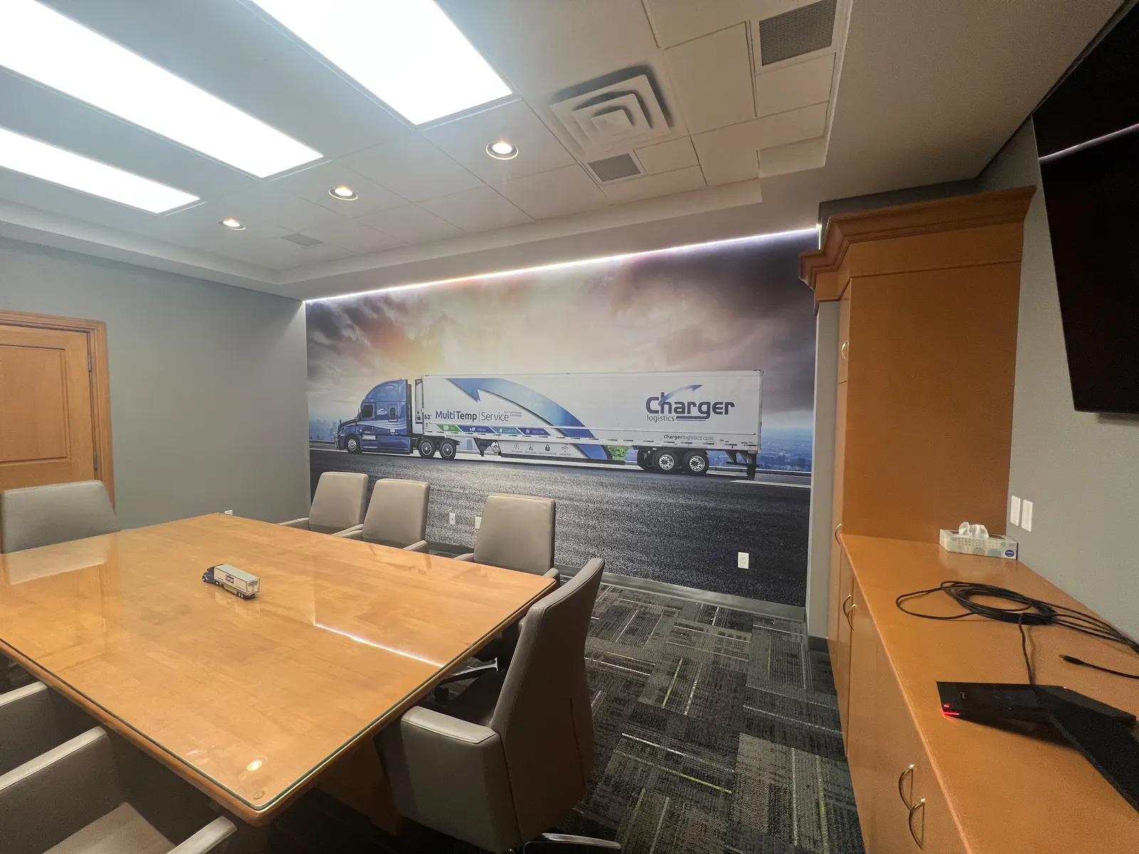 Boardroom wall mural installation