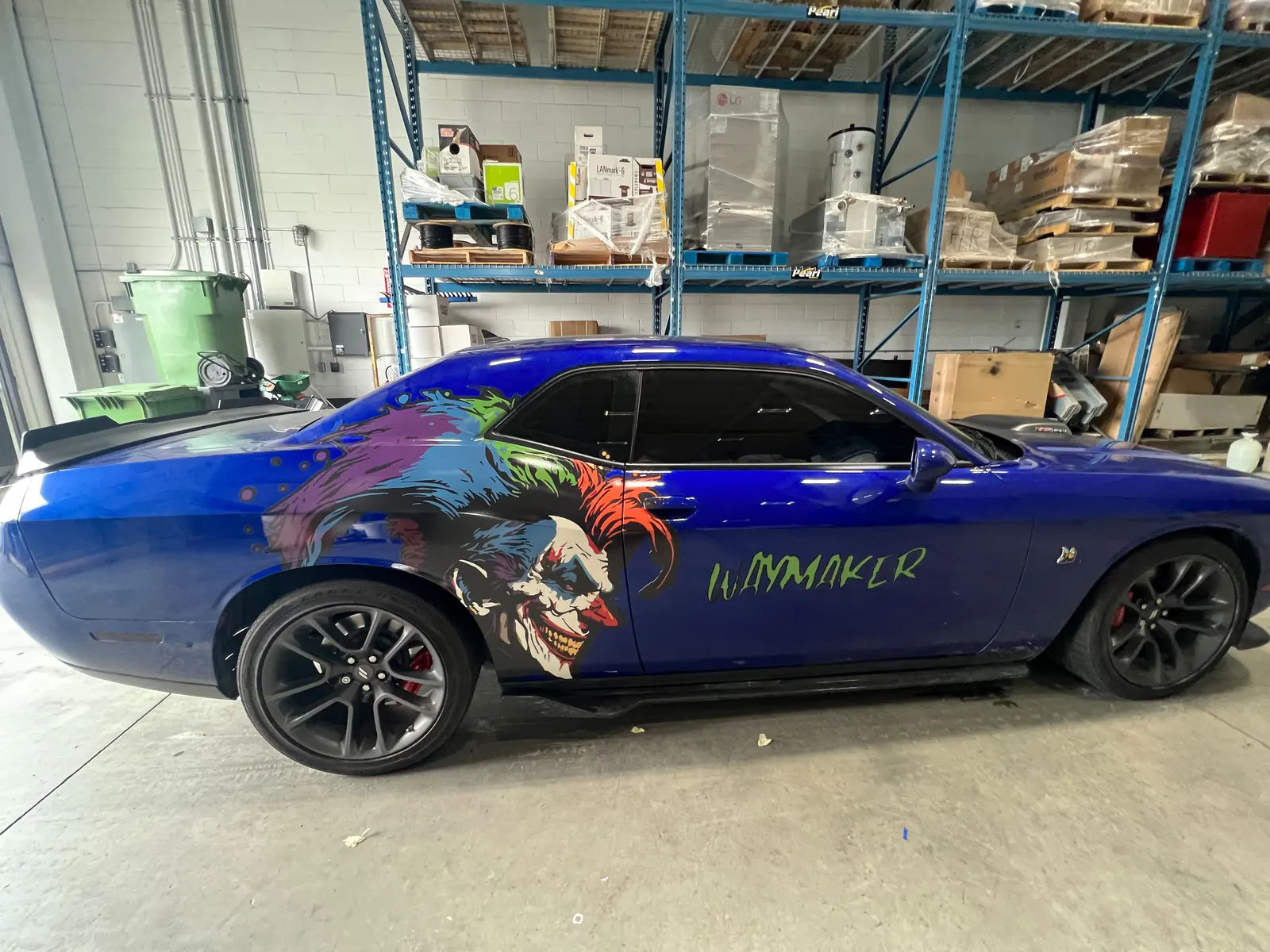 Custom printed art wrap on a Dodge Challenger