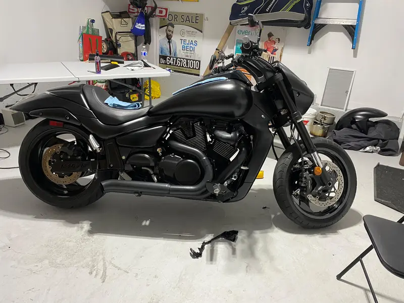 Matte Black Cruiser Motorcycle on Suzuki Boulevard cruiser