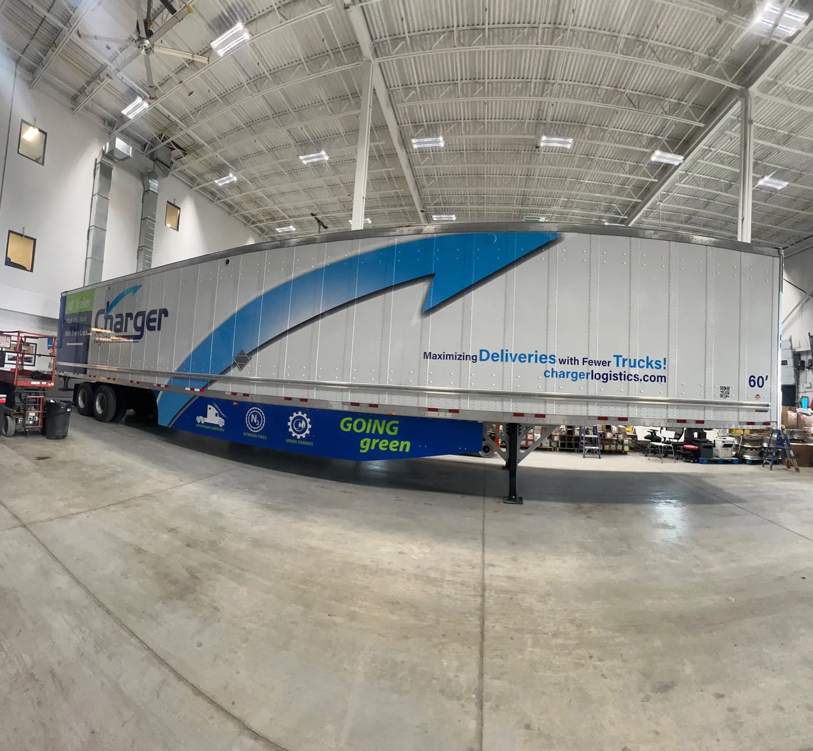 Full-length wrapped 60 foot trailer