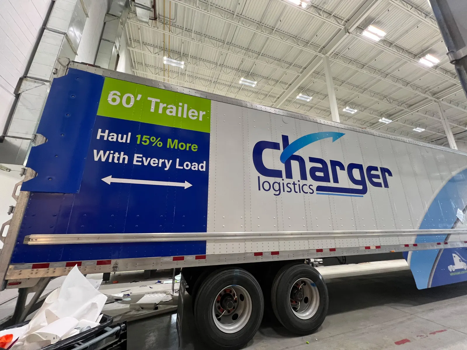 Large-format printed graphics across a 60 foot trailer
