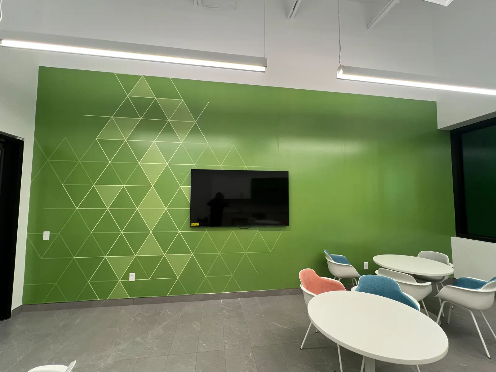 Green geometric accent wall graphics